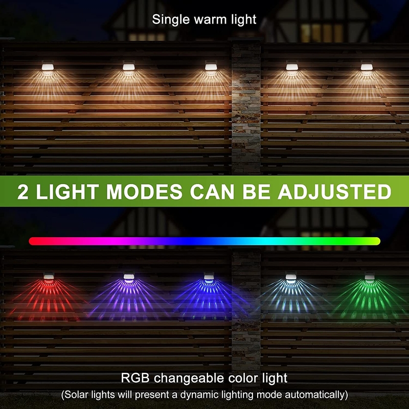 IP65 водонепроницаемый солнечный забор свет с теплым белым RGB светлым цветом