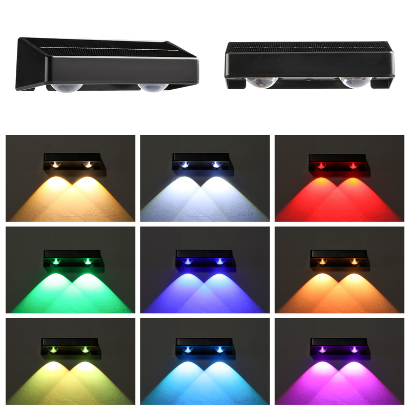Двухрежимный водонепроницаемый RGB солнечный светодиод с теплым белым цветом RGB и двумя пузырьками LED