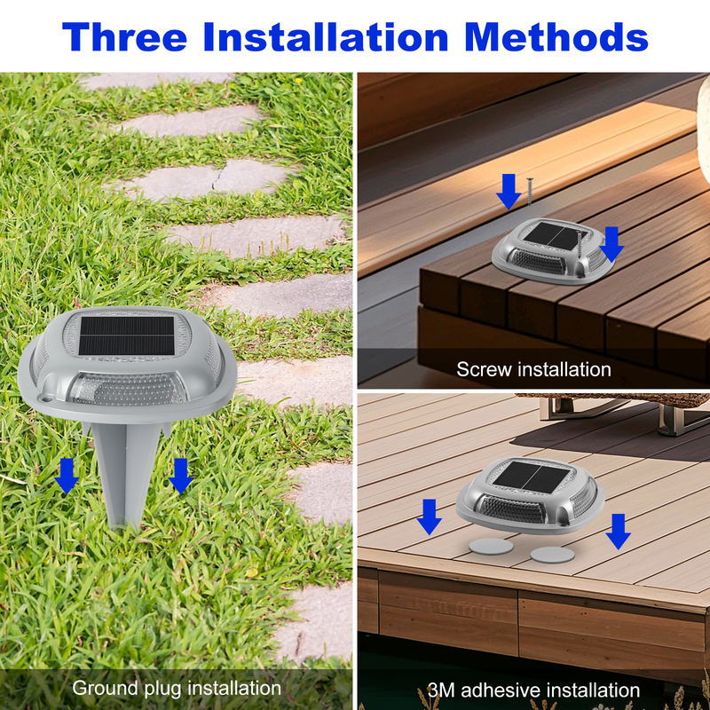 IP67 водонепроницаемый солнечный доковый свет с батареей 1,2 В / 600 маха и солнечной панелью 2 В / 140 ма в белом + синем цвете