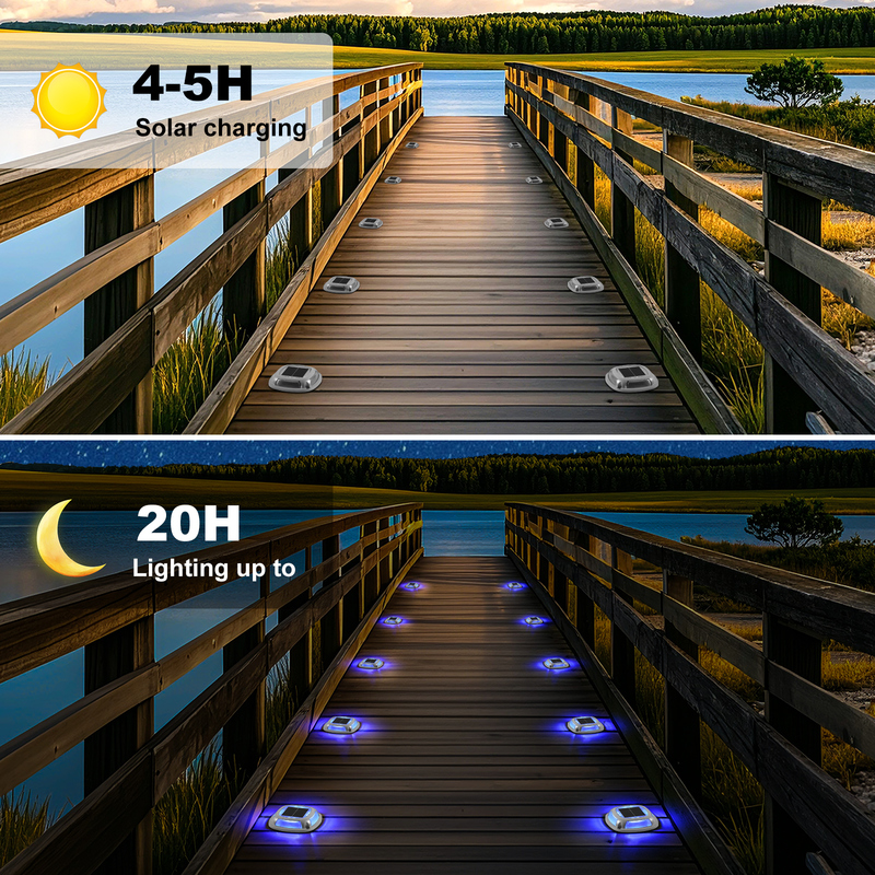 IP67 водонепроницаемый солнечный доковый свет с батареей 1,2 В / 600 маха и солнечной панелью 2 В / 140 ма в белом + синем цвете