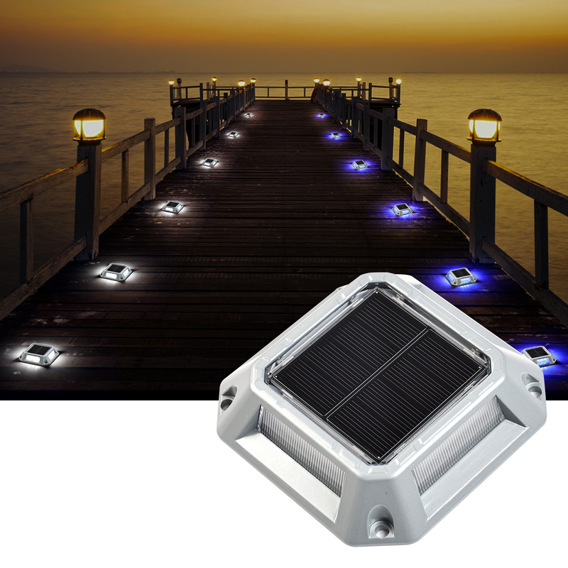 Solar Dock Light with 360 Beam Angle 10000 Hours Lifespan and 12 LED for Outdoor Waterproof Lighting